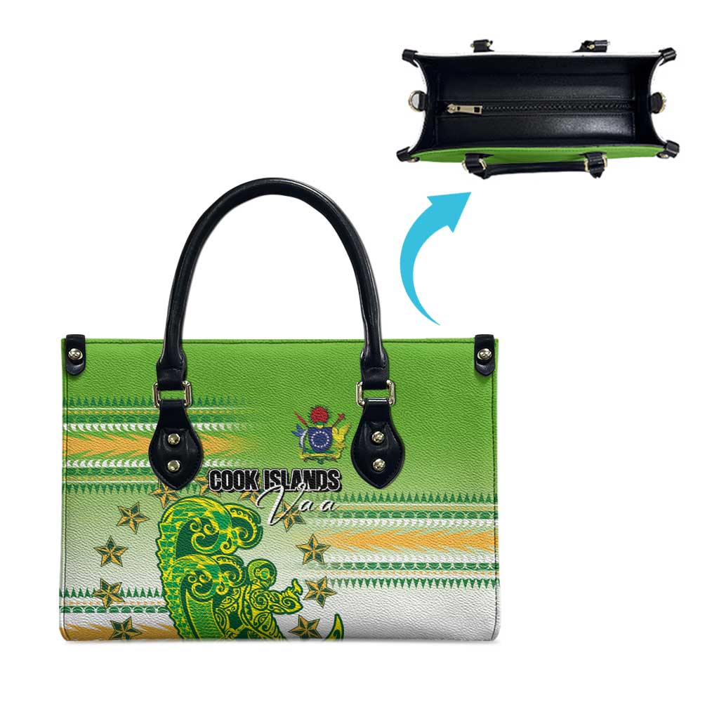 Cook Islands Va'a Race Leather Bag Te Tatau Tattoos Sporty Style Green-White Color - Polynesian Pride