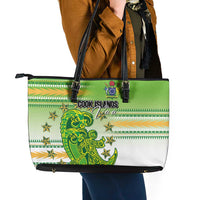 Cook Islands Va'a Race Leather Tote Bag Te Tatau Tattoos Sporty Style Green-White Color - Polynesian Pride