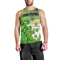Personalised Cook Islands Va'a Race Men Tank Top Te Tatau Tattoos Sporty Style Green-White Color - Polynesian Pride