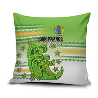 Cook Islands Va'a Race Pillow Cover Te Tatau Tattoos Sporty Style Green-White Color - Polynesian Pride