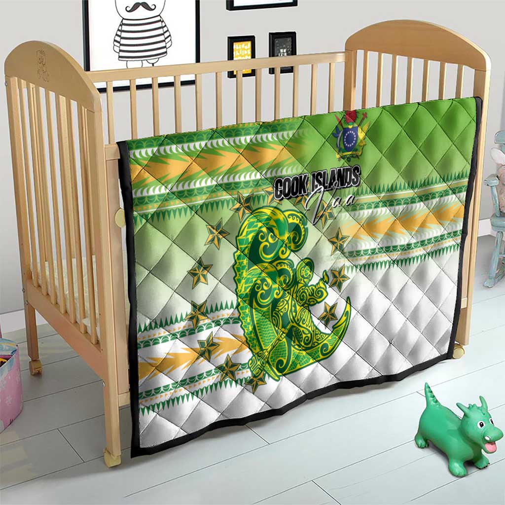 Cook Islands Va'a Race Quilt Te Tatau Tattoos Sporty Style Green-White Color - Polynesian Pride