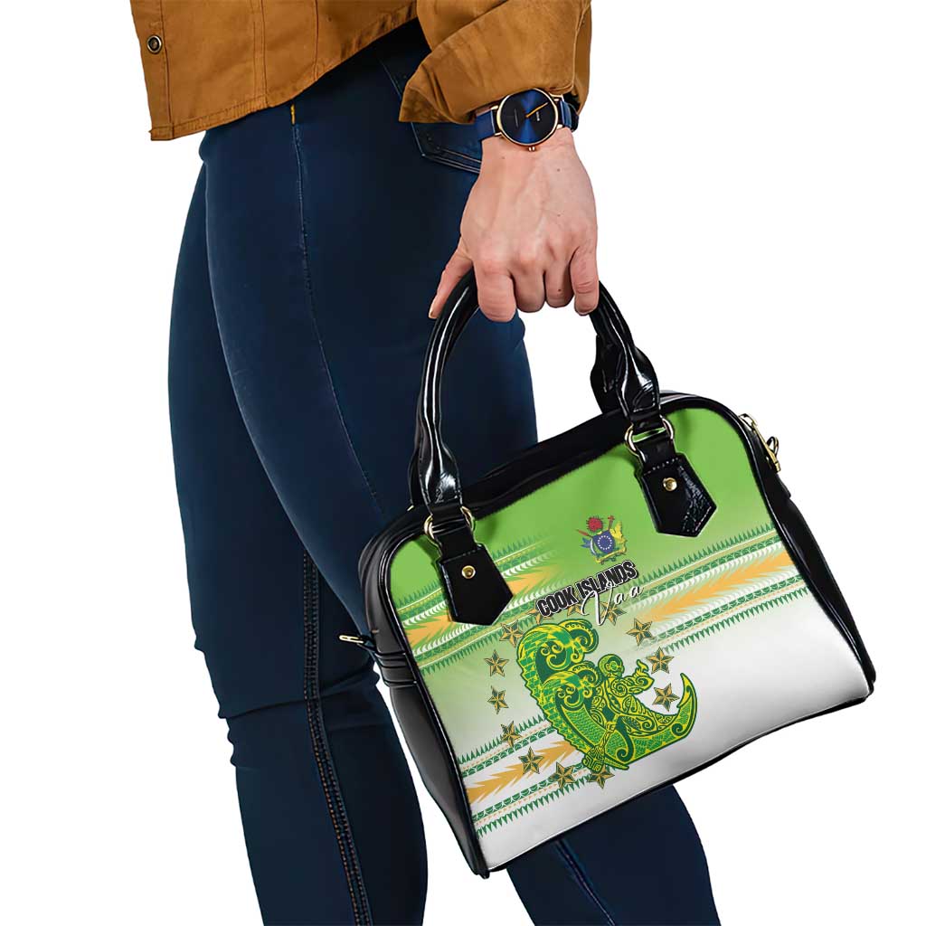 Cook Islands Va'a Race Shoulder Handbag Te Tatau Tattoos Sporty Style Green-White Color - Polynesian Pride