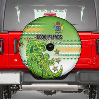 Cook Islands Va'a Race Spare Tire Cover Te Tatau Tattoos Sporty Style Green-White Color - Polynesian Pride
