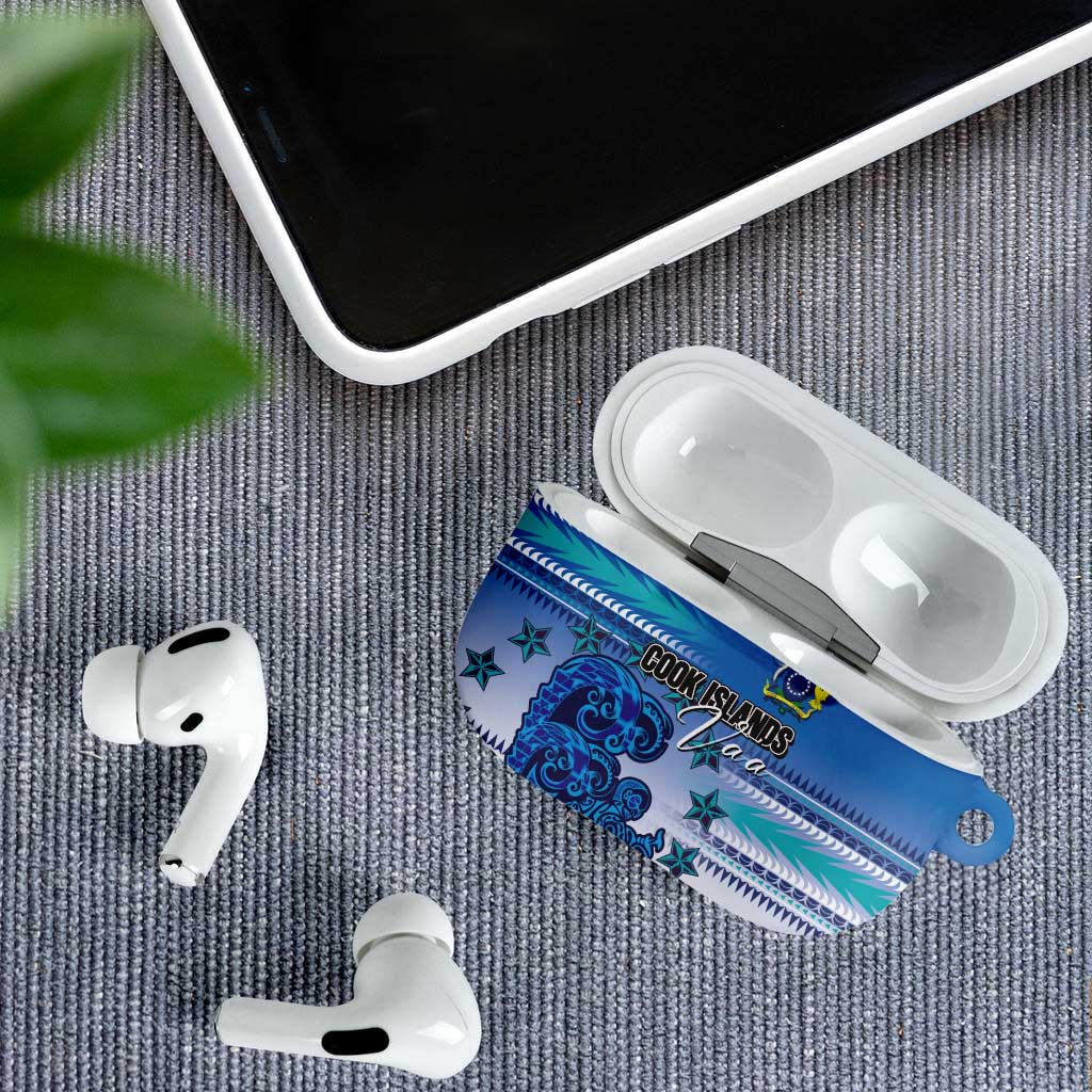 Cook Islands Va'a Race AirPods Case Te Tatau Tattoos Sporty Style Light Blue Color - Polynesian Pride