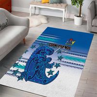 Cook Islands Va'a Race Area Rug Te Tatau Tattoos Sporty Style Light Blue Color - Polynesian Pride