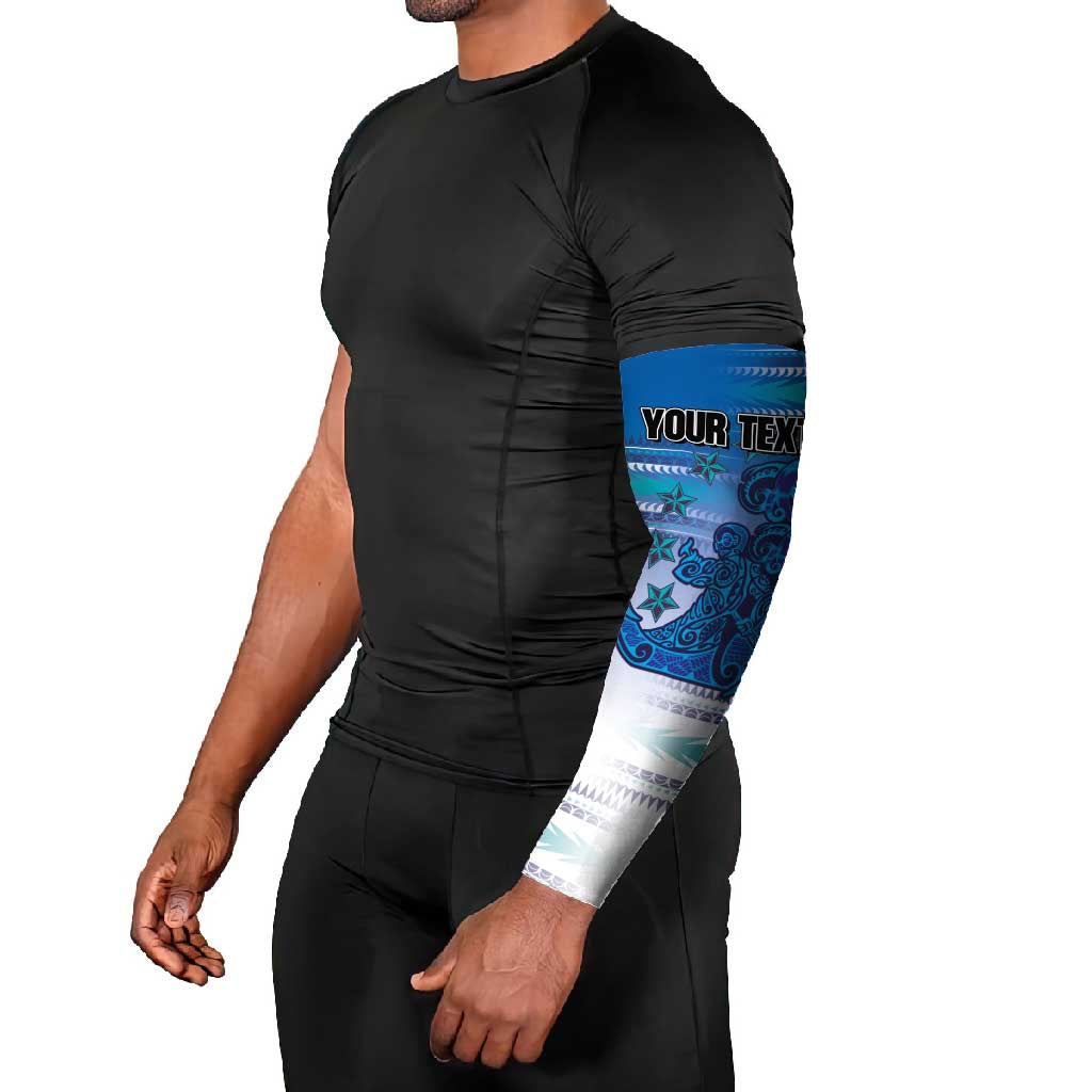 Personalised Cook Islands Va'a Race Arm Sleeves Te Tatau Tattoos Sporty Style Light Blue Color - Polynesian Pride