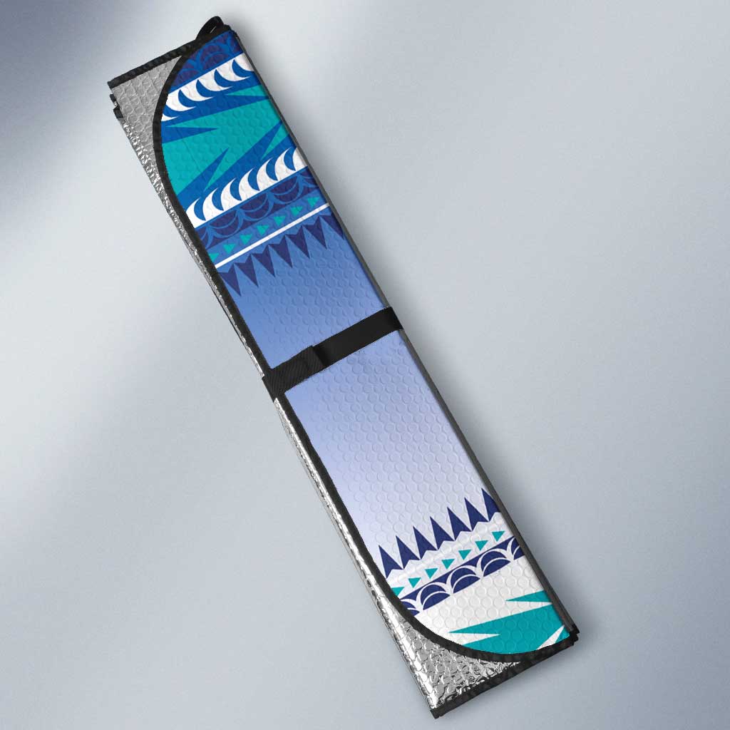 Cook Islands Va'a Race Auto Sun Shade Te Tatau Tattoos Sporty Style Light Blue Color - Polynesian Pride