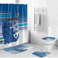 Cook Islands Va'a Race Bathroom Set Te Tatau Tattoos Sporty Style Light Blue Color - Polynesian Pride