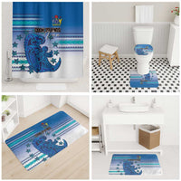 Cook Islands Va'a Race Bathroom Set Te Tatau Tattoos Sporty Style Light Blue Color - Polynesian Pride