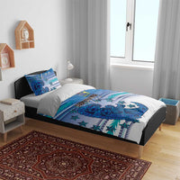 Cook Islands Va'a Race Bedding Set Te Tatau Tattoos Sporty Style Light Blue Color - Polynesian Pride