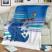 Cook Islands Va'a Race Blanket Te Tatau Tattoos Sporty Style Light Blue Color - Polynesian Pride