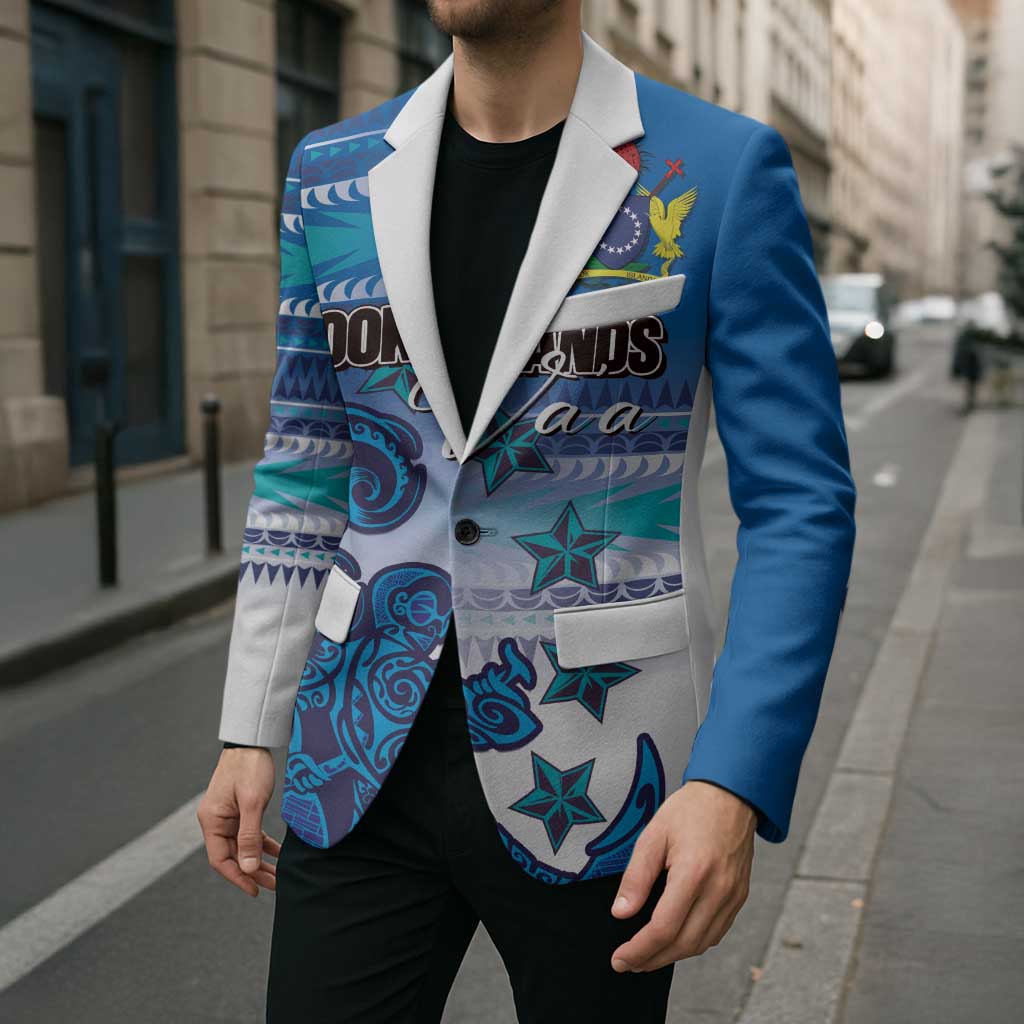 Personalised Cook Islands Va'a Race Blazer Te Tatau Tattoos Sporty Style Light Blue Color - Polynesian Pride