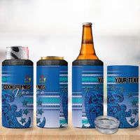 Personalised Cook Islands Va'a Race 4 in 1 Can Cooler Tumbler Te Tatau Tattoos Sporty Style Light Blue Color - Polynesian Pride