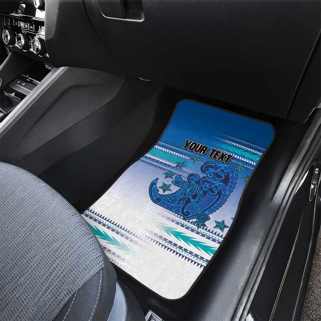 Personalised Cook Islands Va'a Race Car Mats Te Tatau Tattoos Sporty Style Light Blue Color - Polynesian Pride