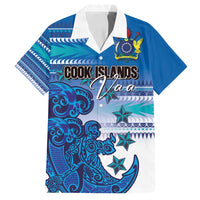 Personalised Cook Islands Va'a Race Family Matching Puletasi and Hawaiian Shirt Te Tatau Tattoos Sporty Style Light Blue Color - Polynesian Pride