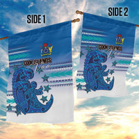 Cook Islands Va'a Race Garden Flag Te Tatau Tattoos Sporty Style Light Blue Color - Polynesian Pride