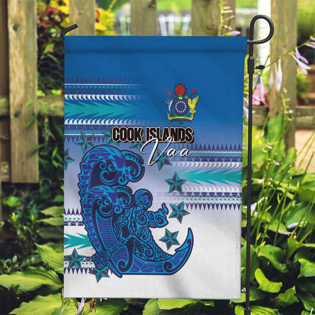 Cook Islands Va'a Race Garden Flag Te Tatau Tattoos Sporty Style Light Blue Color - Polynesian Pride