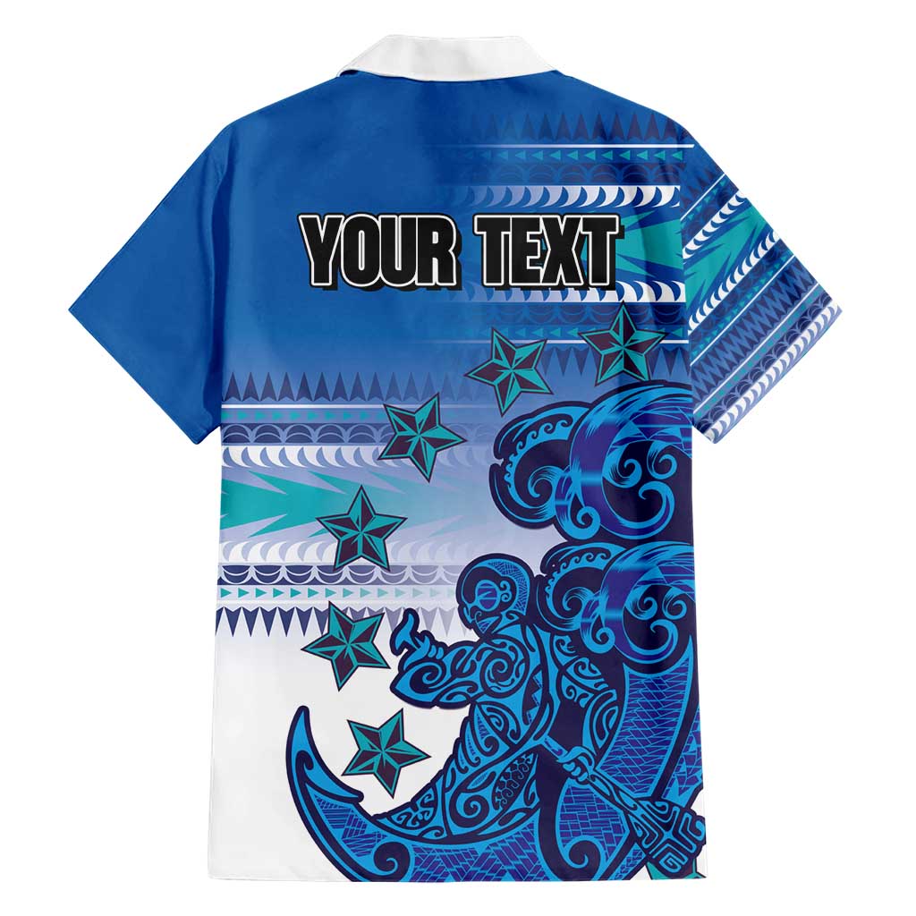 Personalised Cook Islands Va'a Race Hawaiian Shirt Te Tatau Tattoos Sporty Style Light Blue Color - Polynesian Pride