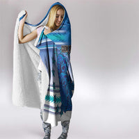 Cook Islands Va'a Race Hooded Blanket Te Tatau Tattoos Sporty Style Light Blue Color - Polynesian Pride