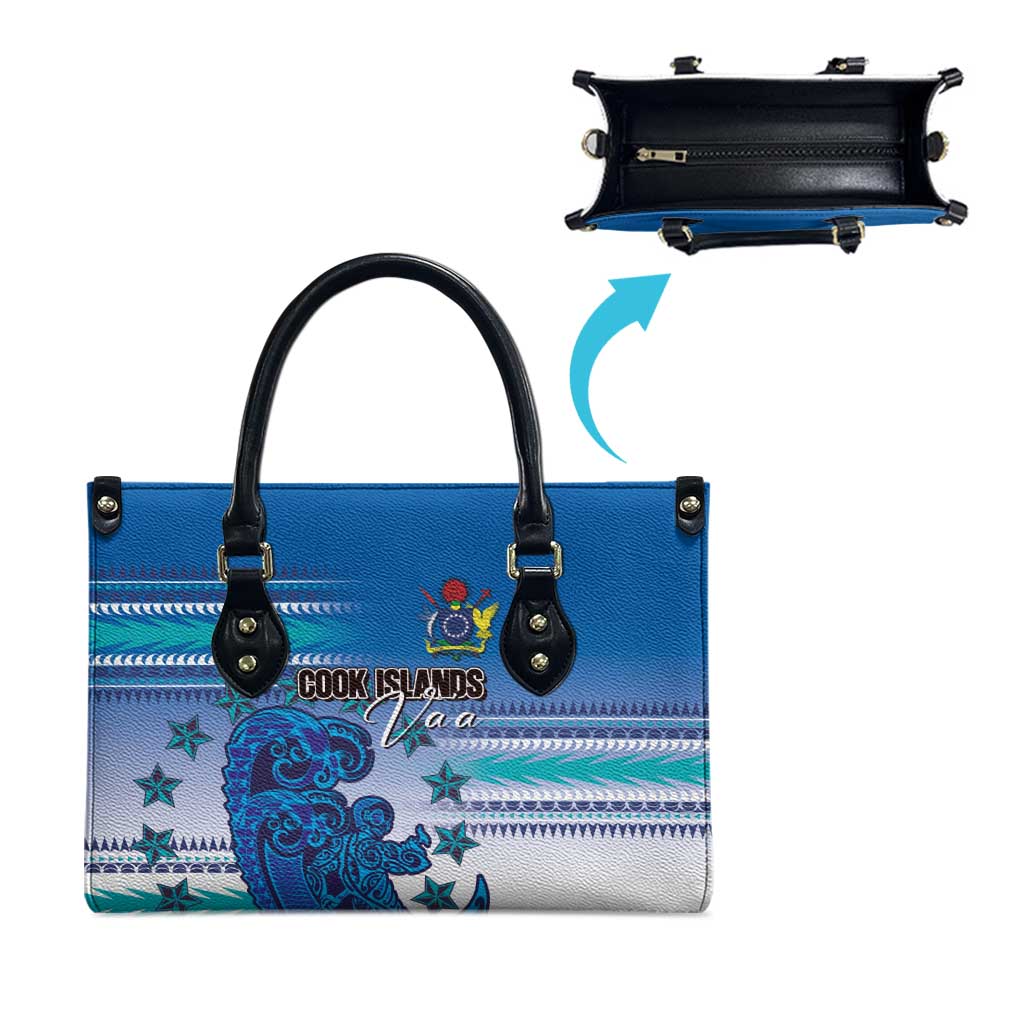 Cook Islands Va'a Race Leather Bag Te Tatau Tattoos Sporty Style Light Blue Color - Polynesian Pride