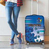 Cook Islands Va'a Race Luggage Cover Te Tatau Tattoos Sporty Style Light Blue Color - Polynesian Pride