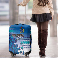 Cook Islands Va'a Race Luggage Cover Te Tatau Tattoos Sporty Style Light Blue Color - Polynesian Pride
