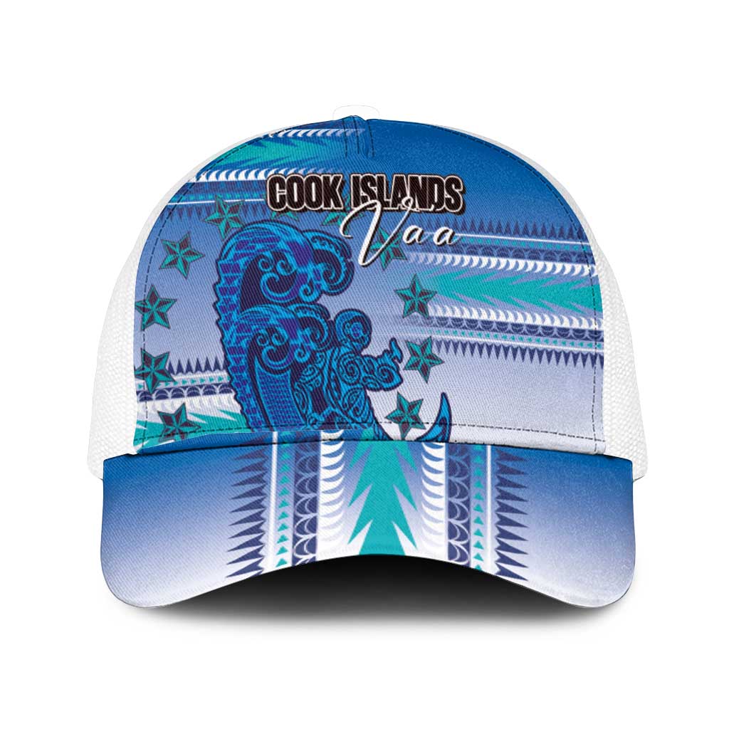 Cook Islands Va'a Race Mesh Trucker Cap Te Tatau Tattoos Sporty Style Light Blue Color - Polynesian Pride