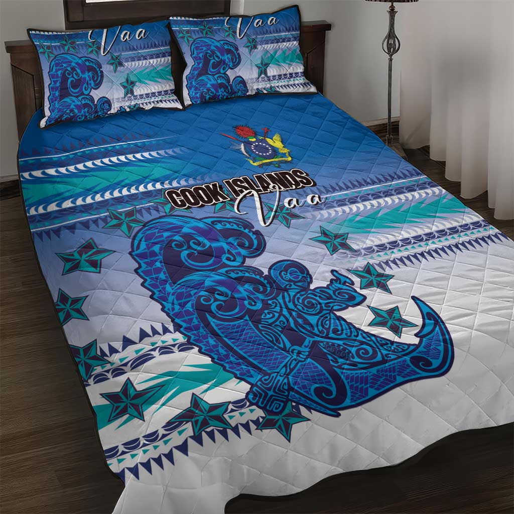 Cook Islands Va'a Race Quilt Bed Set Te Tatau Tattoos Sporty Style Light Blue Color - Polynesian Pride