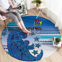 Cook Islands Va'a Race Round Carpet Te Tatau Tattoos Sporty Style Light Blue Color - Polynesian Pride