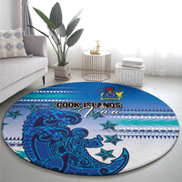 Cook Islands Va'a Race Round Carpet Te Tatau Tattoos Sporty Style Light Blue Color - Polynesian Pride