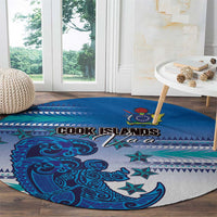 Cook Islands Va'a Race Round Carpet Te Tatau Tattoos Sporty Style Light Blue Color - Polynesian Pride