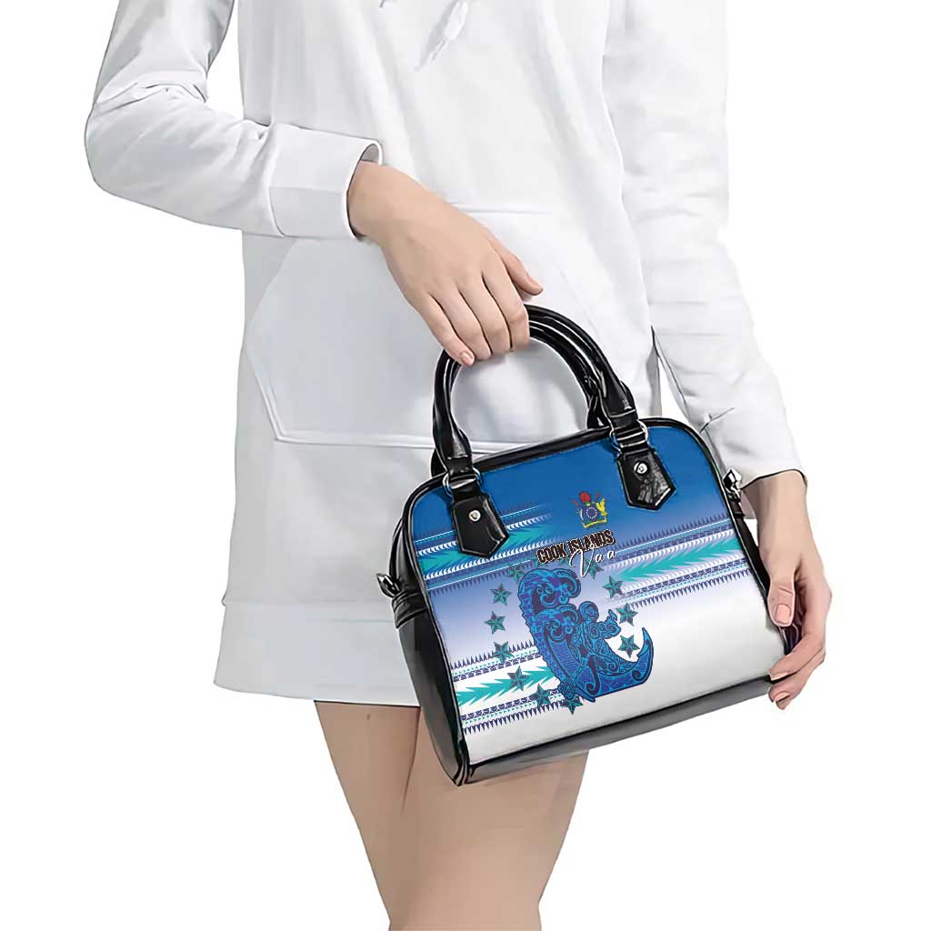 Cook Islands Va'a Race Shoulder Handbag Te Tatau Tattoos Sporty Style Light Blue Color - Polynesian Pride