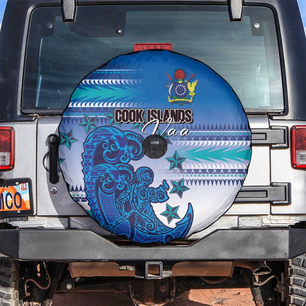 Cook Islands Va'a Race Spare Tire Cover Te Tatau Tattoos Sporty Style Light Blue Color - Polynesian Pride