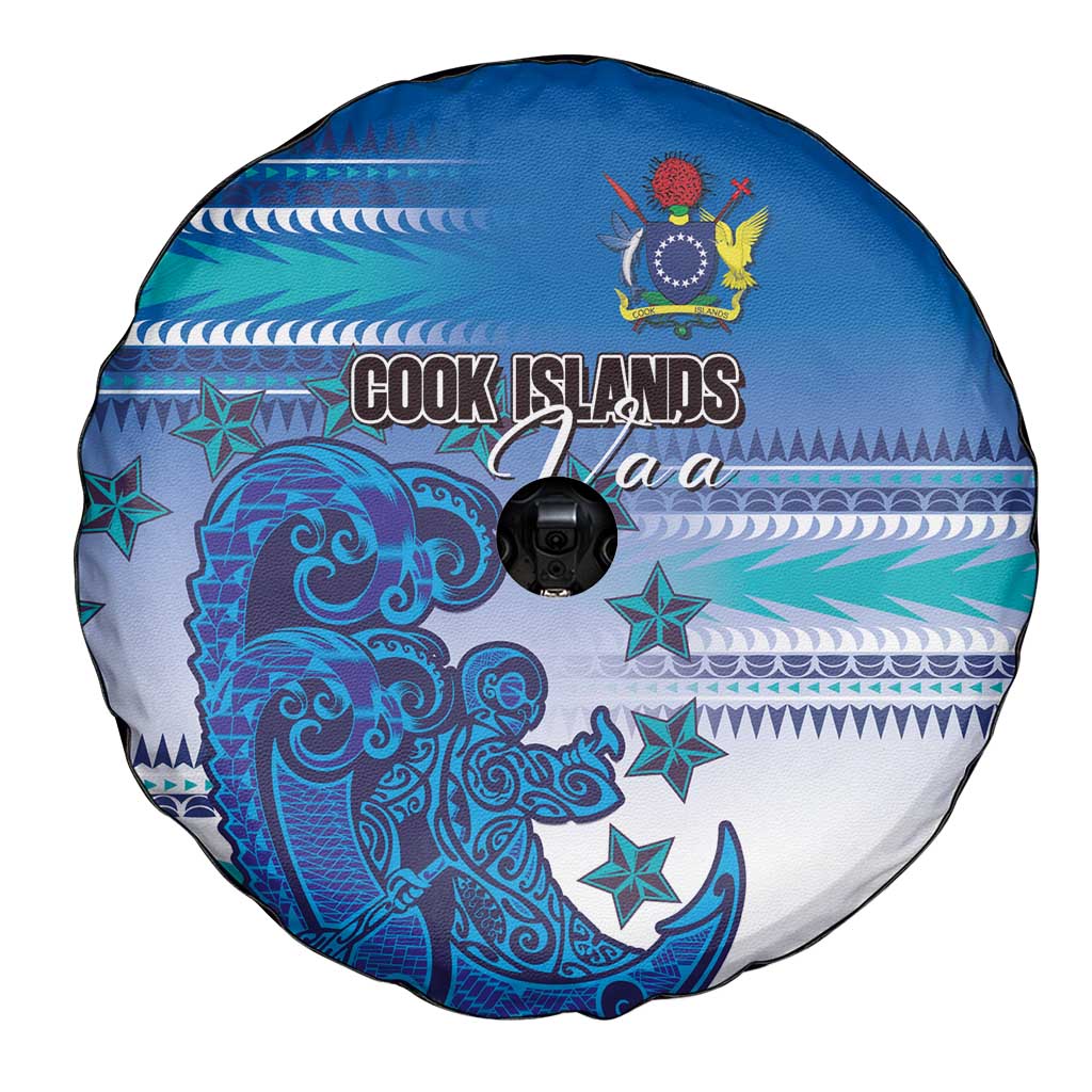 Cook Islands Va'a Race Spare Tire Cover Te Tatau Tattoos Sporty Style Light Blue Color - Polynesian Pride