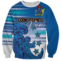 Personalised Cook Islands Va'a Race Sweatshirt Te Tatau Tattoos Sporty Style Light Blue Color - Polynesian Pride