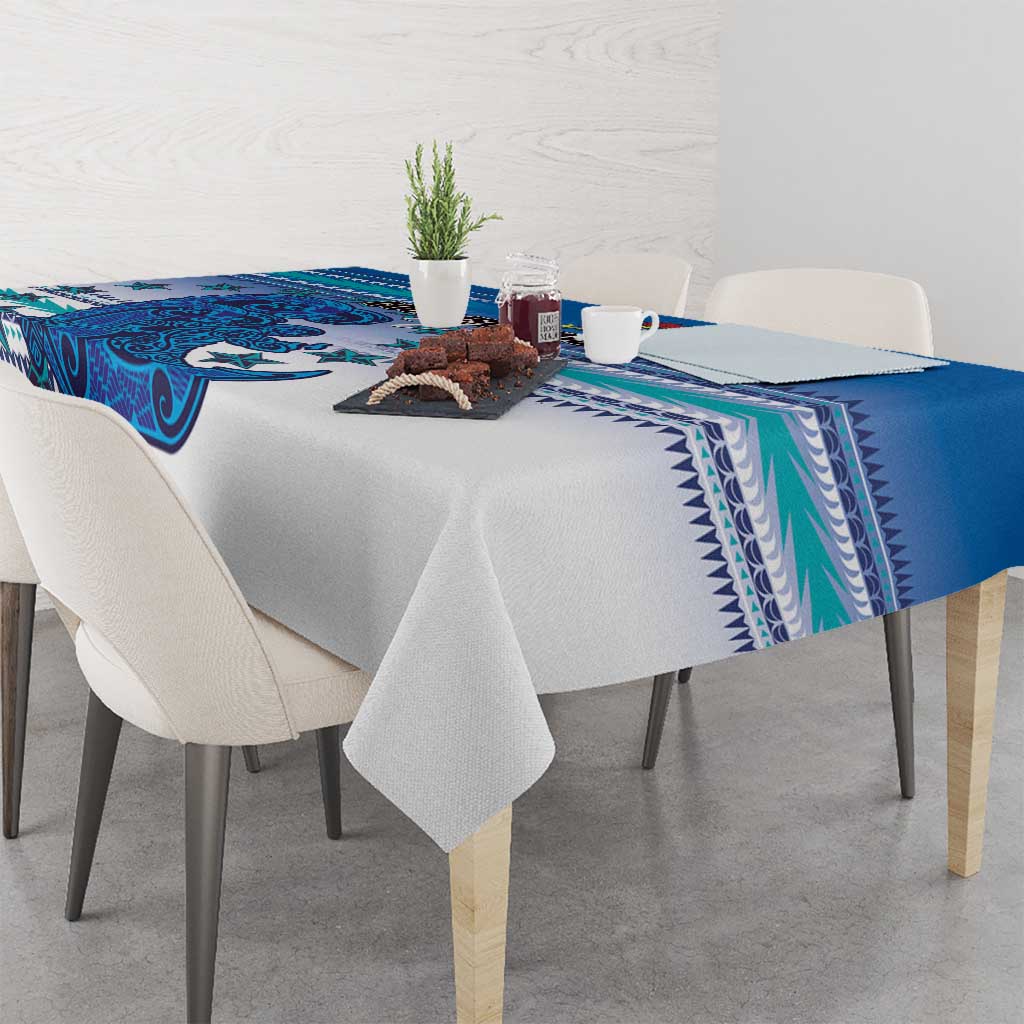 Cook Islands Va'a Race Tablecloth Te Tatau Tattoos Sporty Style Light Blue Color - Polynesian Pride