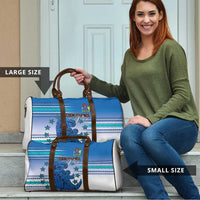 Cook Islands Va'a Race Travel Bag Te Tatau Tattoos Sporty Style Light Blue Color - Polynesian Pride