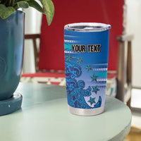 Personalised Cook Islands Va'a Race Tumbler Cup Te Tatau Tattoos Sporty Style Light Blue Color - Polynesian Pride