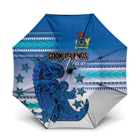 Cook Islands Va'a Race Umbrella Te Tatau Tattoos Sporty Style Light Blue Color - Polynesian Pride