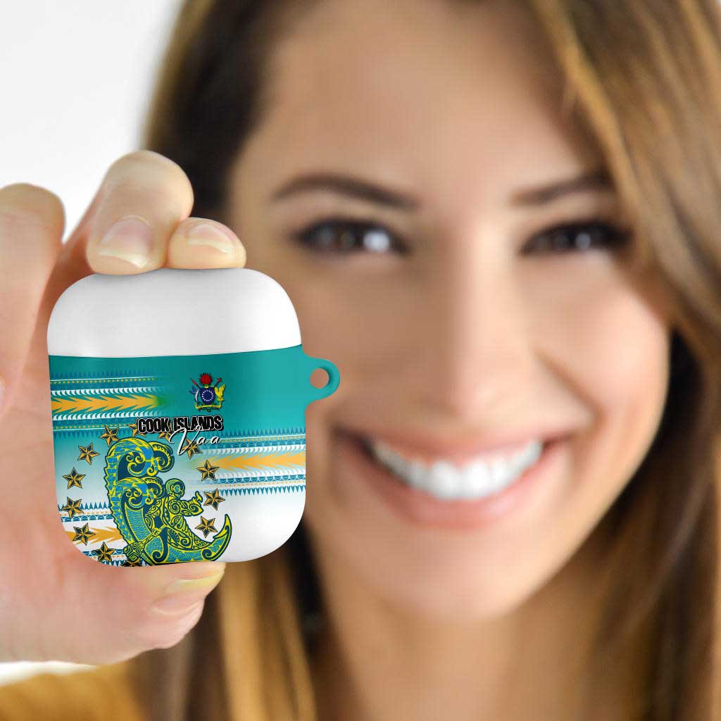 Cook Islands Va'a Race AirPods Case Te Tatau Tattoos Sporty Style Turquoise Color - Polynesian Pride