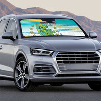 Cook Islands Va'a Race Auto Sun Shade Te Tatau Tattoos Sporty Style Turquoise Color - Polynesian Pride