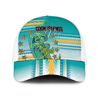 Cook Islands Va'a Race Baseball Net Cap Te Tatau Tattoos Sporty Style Turquoise Color - Polynesian Pride