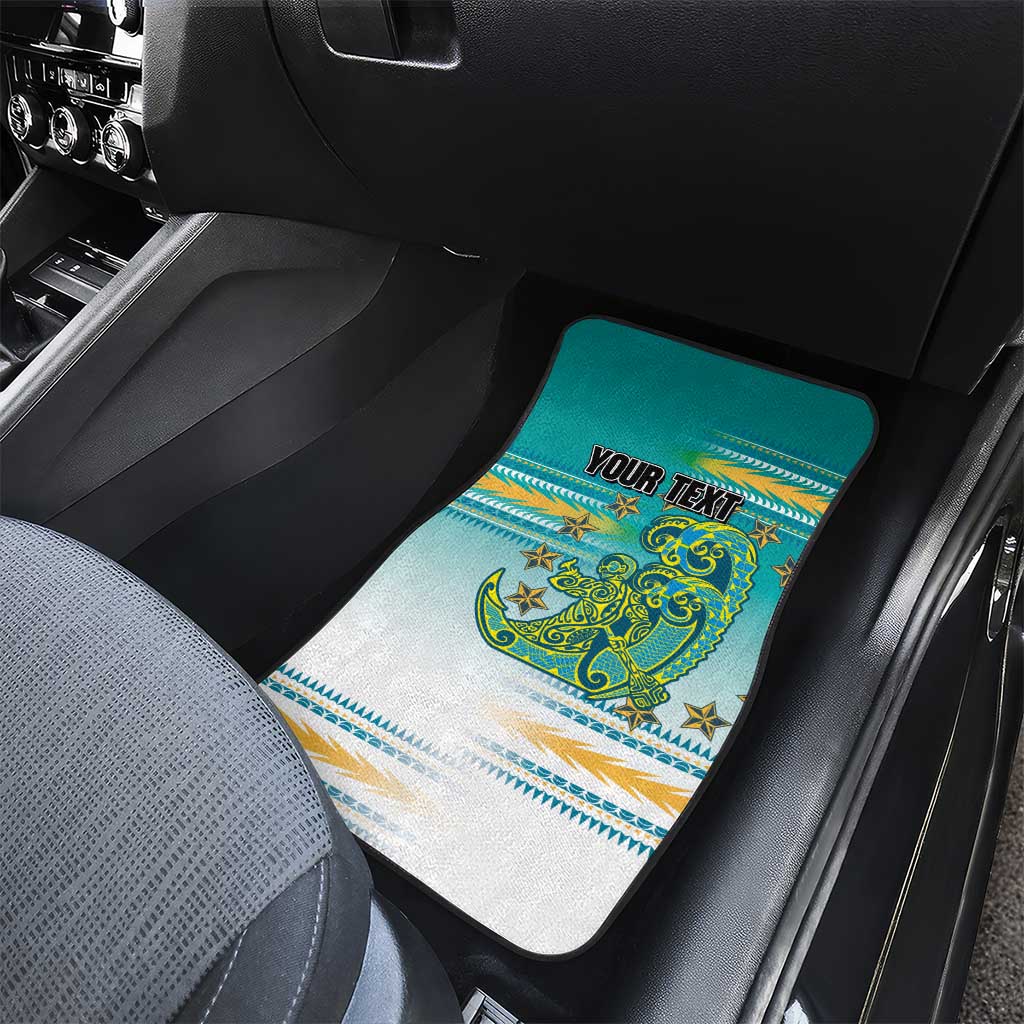 Personalised Cook Islands Va'a Race Car Mats Te Tatau Tattoos Sporty Style Turquoise Color - Polynesian Pride