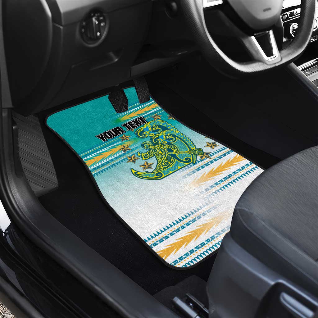 Personalised Cook Islands Va'a Race Car Mats Te Tatau Tattoos Sporty Style Turquoise Color - Polynesian Pride