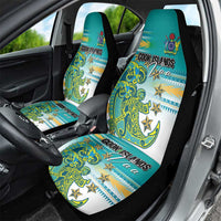 Cook Islands Va'a Race Car Seat Cover Te Tatau Tattoos Sporty Style Turquoise Color - Polynesian Pride