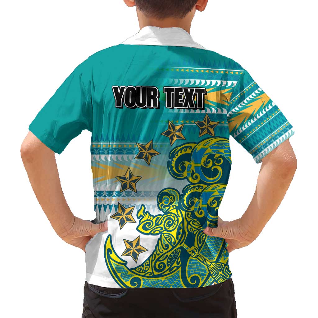 Personalised Cook Islands Va'a Race Family Matching Long Sleeve Bodycon Dress and Hawaiian Shirt Te Tatau Tattoos Sporty Style Turquoise Color - Polynesian Pride