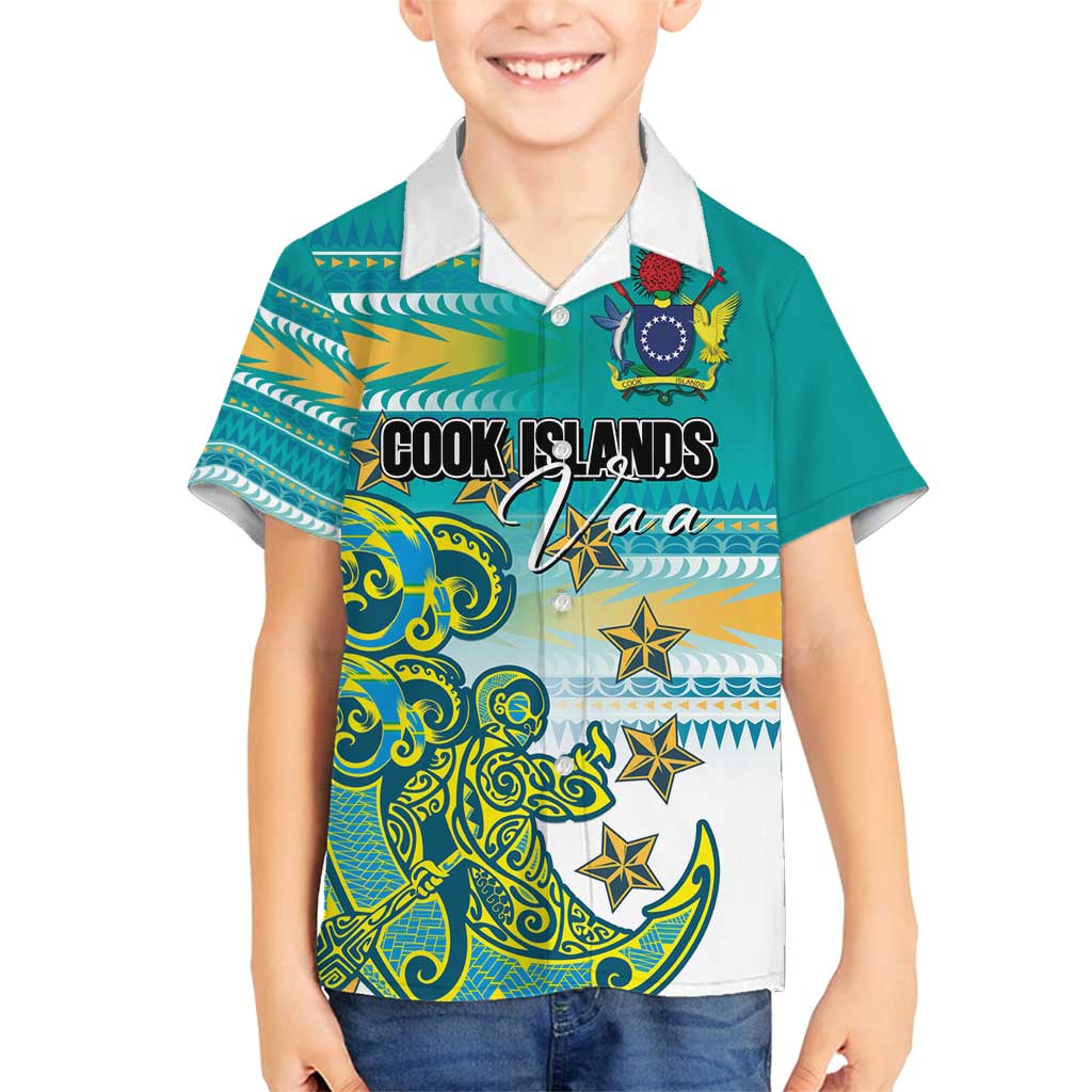 Personalised Cook Islands Va'a Race Family Matching Puletasi and Hawaiian Shirt Te Tatau Tattoos Sporty Style Turquoise Color - Polynesian Pride