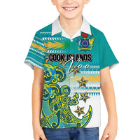 Personalised Cook Islands Va'a Race Family Matching Summer Maxi Dress and Hawaiian Shirt Te Tatau Tattoos Sporty Style Turquoise Color - Polynesian Pride