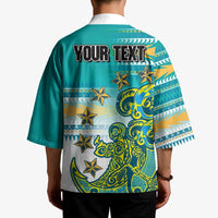 Personalised Cook Islands Va'a Race Kimono Te Tatau Tattoos Sporty Style Turquoise Color - Polynesian Pride