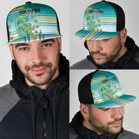 Cook Islands Va'a Race Mesh Trucker Cap Te Tatau Tattoos Sporty Style Turquoise Color - Polynesian Pride